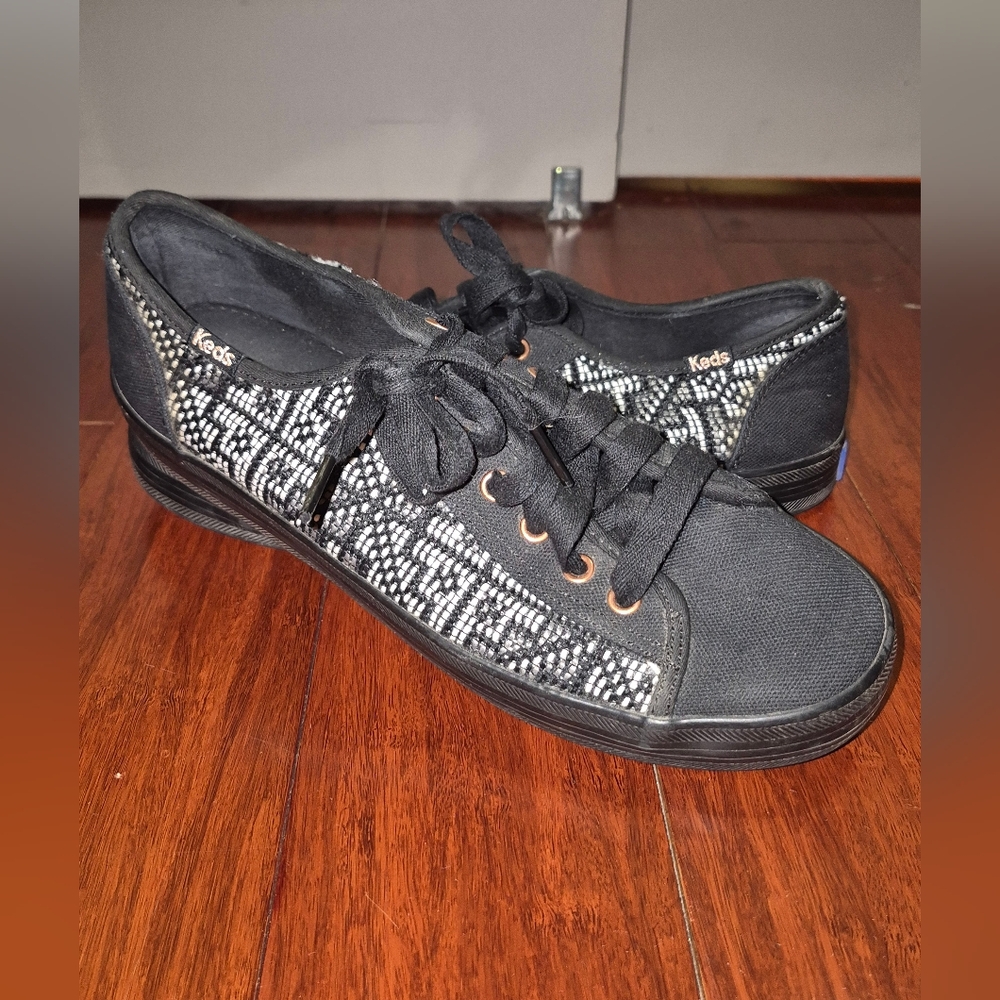 Keds Black and White Lace-Up Sneakers